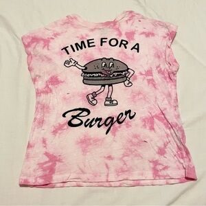 Forever 21 Women Pink Dyed Round Neck T-shirt Size Small Distressed